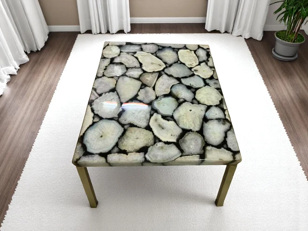 Artisan-crafted Marble Dining Table Natural Beauty of Semi Precious Gemstones